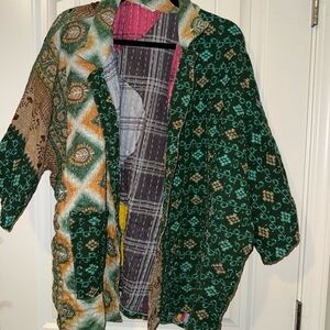 Kantha Green and Brown Patterned Jacket